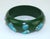 Metal Lucite Bakelite Style Bangle Dark Green Bracelet With Inlaid Turquoise For Sale - Image 7 of 9