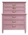 Mid Century Transitional Highboy Dresser by Dixie Furniture in Pink - Newly Painted For Sale