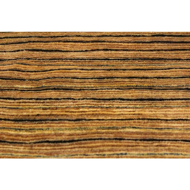 1990s Shabby Chic Gabbeh Tan/Green Hand-Knotted Wool Rug -2'9 X 4'10 For Sale - Image 4 of 8