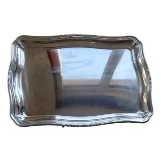 Large Vintage Silver-Plated Metal Serving Tray, 1970s For Sale