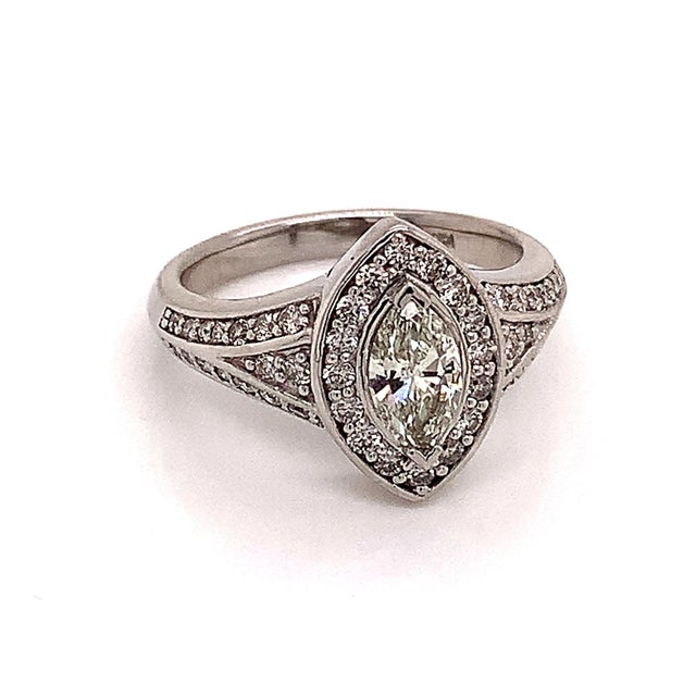 Traditional Diamond Ring 14k White Gold 0.45 TCW 4.88g Certified, Size 6.5 For Sale - Image 3 of 13