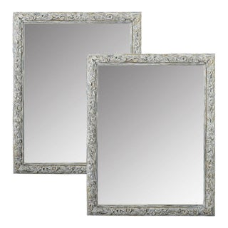 French 19th Century Carved & Painted Mirrors - A Pair For Sale