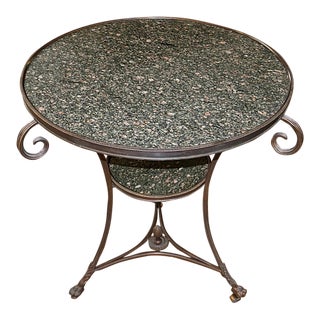 20th Century Granite Top French Directoire Style End Table Gueridon For Sale