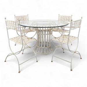 Wrought Iron Garden Table and Chairs, Set of 5