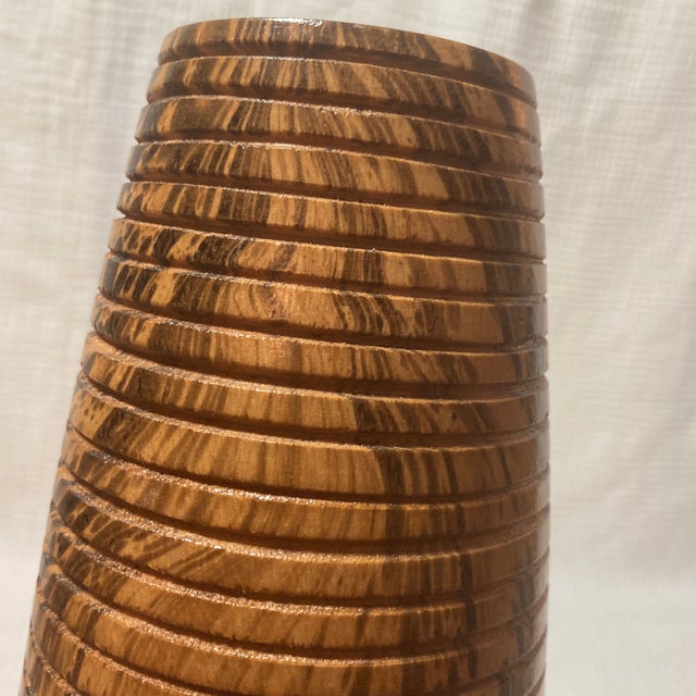 Mid-Century Hand-Turned Spalted Maple Signed Studio Art Vase For Sale - Image 9 of 12