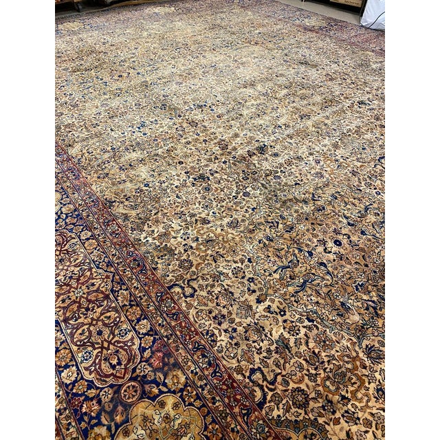 Antique Persian Kerman Carpet, Oriental Rug, Handmade, Ivory, Gold, Blue, Soft For Sale In New York - Image 6 of 18