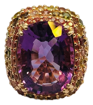 Bochic “Orient” Vintage Natural Multi Sapphire Ring Set In 18K Gold & Silver
