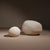 A captivating pair of sculptural lamps that evoke a mystical lunar landscape through their organic form and surface...
