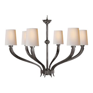 Ruhlmann 6 Light 35 Inch Antique Pewter Chandelier Ceiling Light For Sale