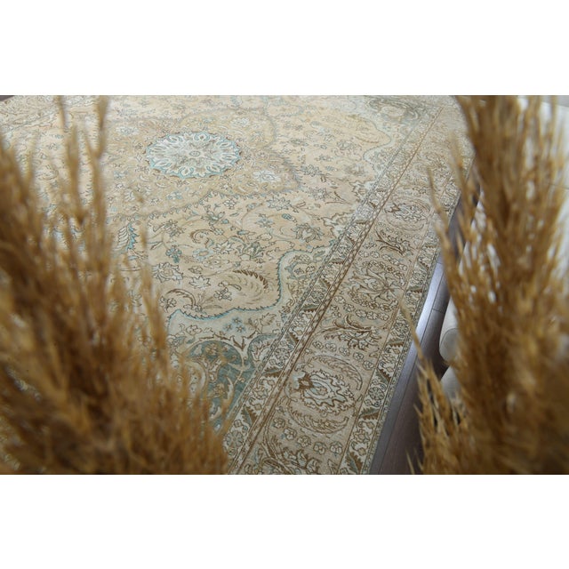 1970s Vintage Persian Handmade Wool Cotton Beige Area Rug For Sale - Image 4 of 11