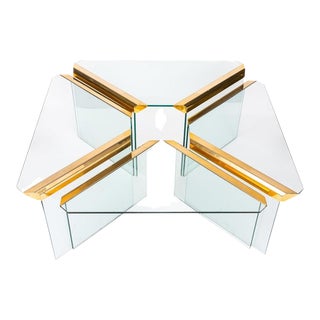 Pierangelo Galotti Modern Brass Nesting Tables, 4 For Sale