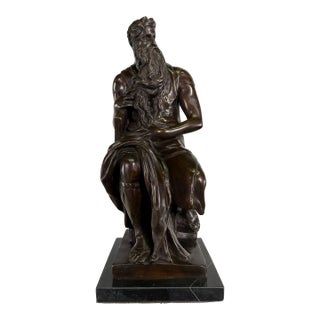 Grand Tour Bronze Sculpture of Bearded Moses Philosopher, on Marble - 16” H For Sale