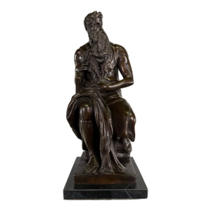 Grand Tour Bronze Sculpture of Bearded Moses Philosopher, on Marble - 16” H