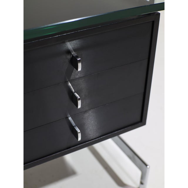 Black Desk in Black Wood and Chrome Glass by Preben Fabricius and Jørgen Kastholm for Kill International, Germany, 1960s For Sale - Image 8 of 18