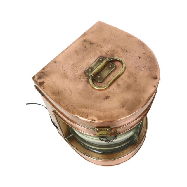 Large Antique Red Copper Ships Lantern For Sale - Image 6 of 11