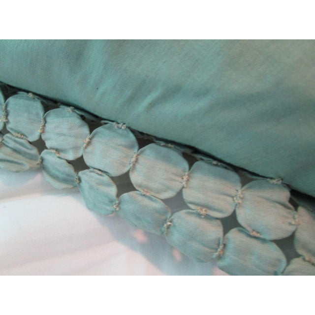 Jadeite Feedsack Tiny Yo Yo Trellis Pattern Diamond Shaped Pillow 1930's For Sale - Image 9 of 14