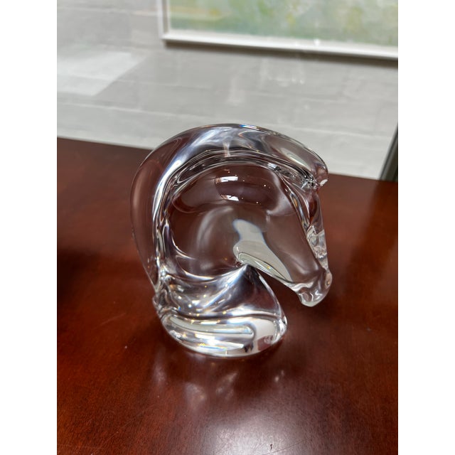 Glass Saint-Louis for Hermès Crystal Horse Head Sculpture - "Pour Hermès" - Perfect Condition, Original Box For Sale - Image 7 of 9