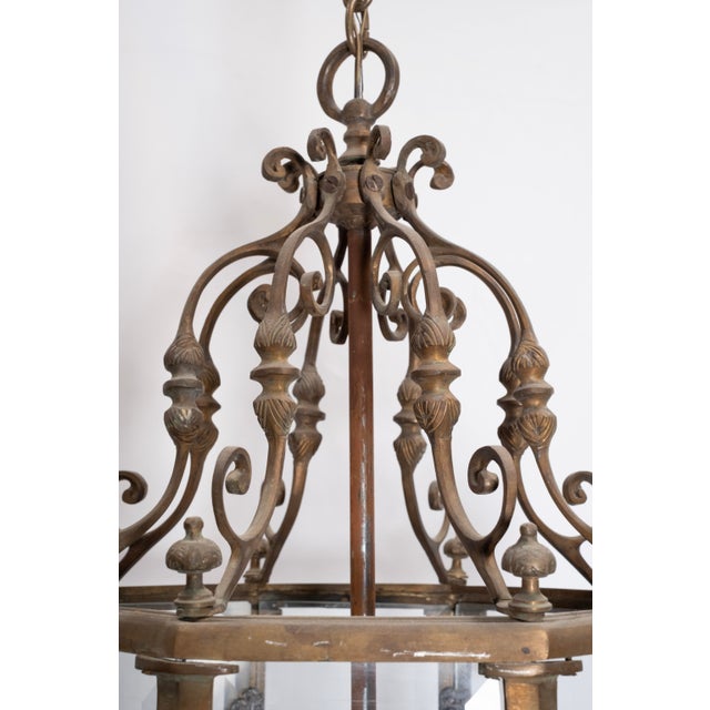 1900s Large Octagonal Glass Lantern For Sale - Image 9 of 10