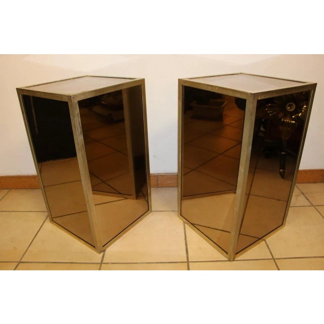 Mid-Century Glass and Nickel-Plated Brass Side Tables, 1950s, Set of 2 For Sale - Image 6 of 9
