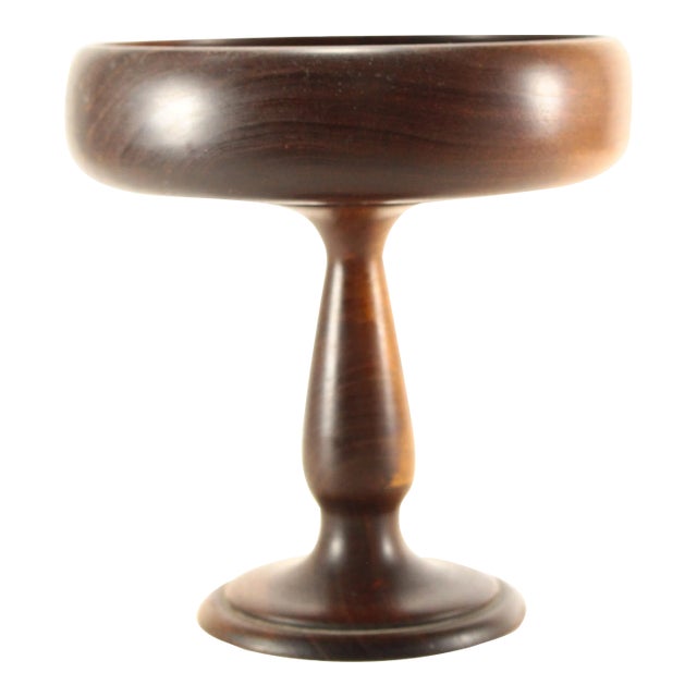 Victorian Mid. 1800's Turned Wood Treen Ware Raised Tazza, Compote For Sale