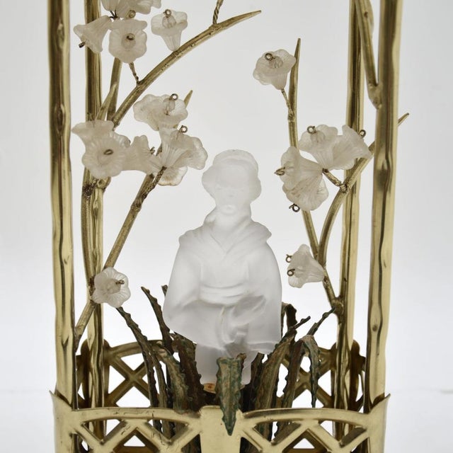 French Brass and Opaline Glass Table Lamps attributed to Maison Baguès, 1970s, Set of 2 For Sale - Image 9 of 12