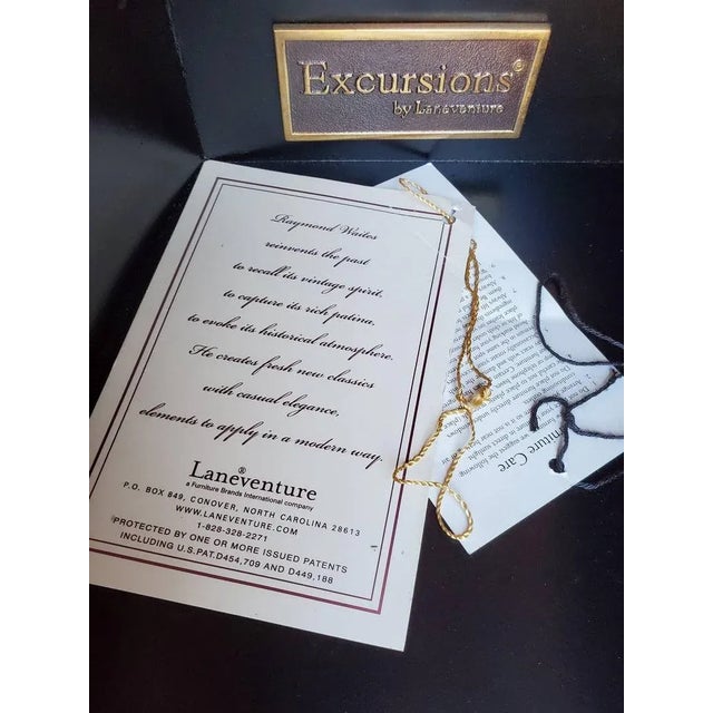 Lane Venture Bespoke Black & Gilt Painted Demilune Console Table For Sale - Image 10 of 11