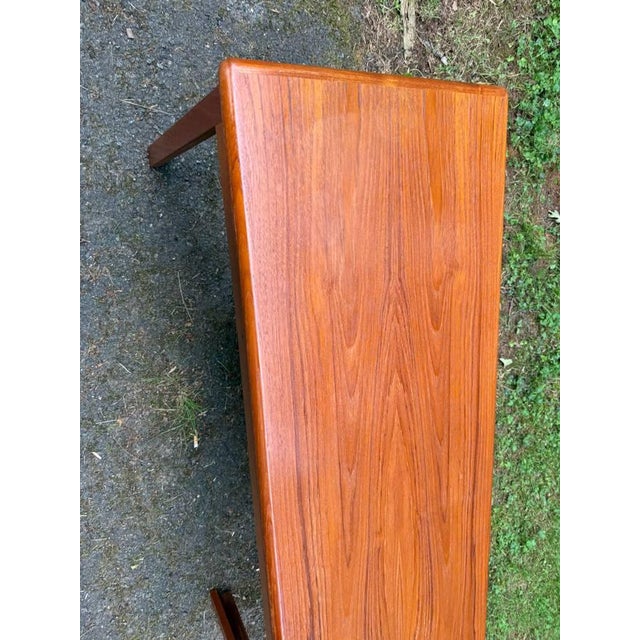 Brown Danish Mid Century Teak Floating Top Design Low Console Table. For Sale - Image 8 of 13