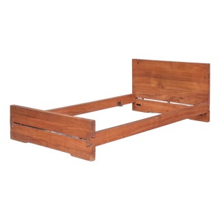 Mid-Century L02A Single Bed in Elm by Pierre Chapo For Sale