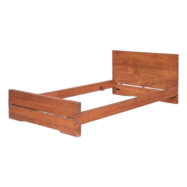 Mid-Century L02A Single Bed in Elm from Pierre Chapo For Sale