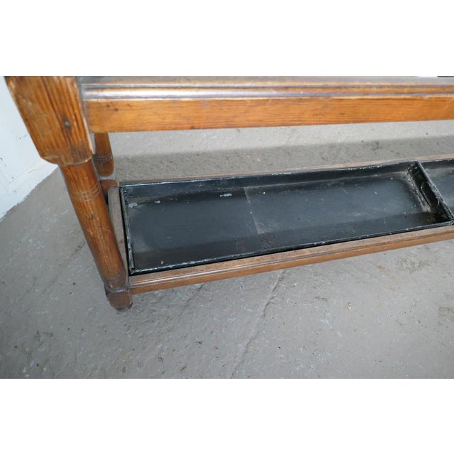 Long Pitch Pine Stick or Umbrella Hall Stand, 1880s For Sale - Image 4 of 10