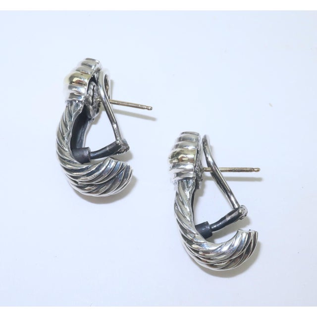 David Yurman David Yurman Sterling Silver & 14k Gold Earrings, a Pair For Sale - Image 4 of 9