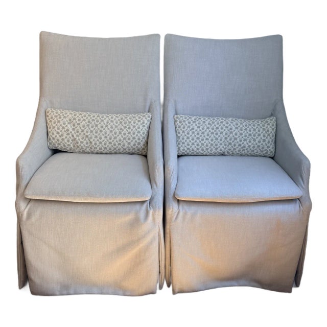 Pair of Lee Industries Host Chairs (5205-01c) on Casters For Sale