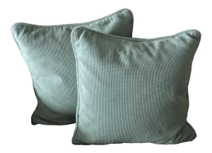 18" Sea Foam/Polar Blue Large Loop Rayon Fabric Pillows - A Pair