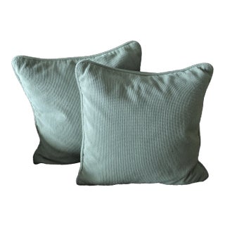 Mitchell Gold Sea Foam / Polar Blue Large Net Pillows - A Pair For Sale