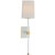 Julie Neill for Visual Comfort Signature Lucia Medium Tail Sconce in Matte White & Crystal with Linen Shade For Sale