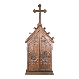 Neo-Gothic Tabernacle in Carved Oak, 1900s For Sale