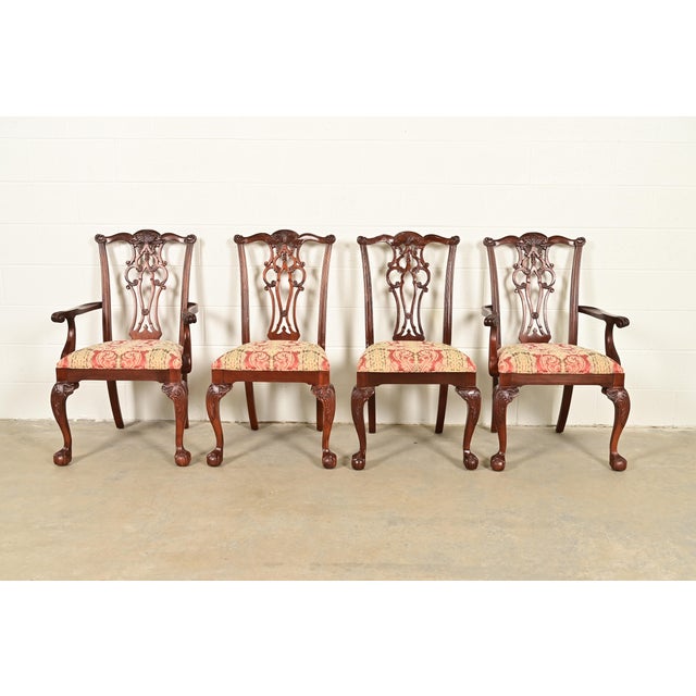 Ethan Allen Chippendale Carved Mahogany Dining Chairs, Set of Four For Sale - Image 13 of 13