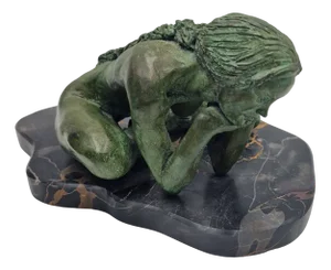 G. Delben, Reclining Woman, 1950s, Bronze & Marble
