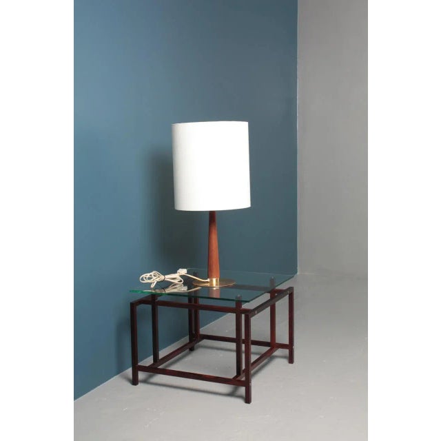1950s Mid-Century Danish Brass and Teak Table Lamp, 1950s For Sale - Image 5 of 9