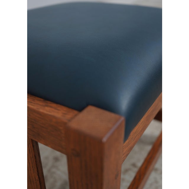 Stickley Mission Oak Leather Chair & Ottoman For Sale - Image 15 of 18