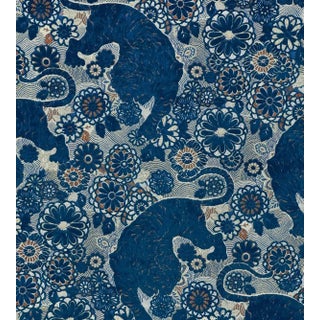 The House of Scalamandré Siberian Tiger Fabric, Sapphire Flame For Sale