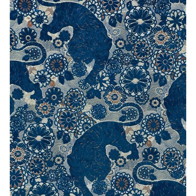 The House of Scalamandré Siberian Tiger Fabric, Sapphire Flame For Sale