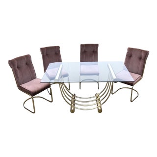 Blush Pink Geometric Dining Set - Set of 5 For Sale