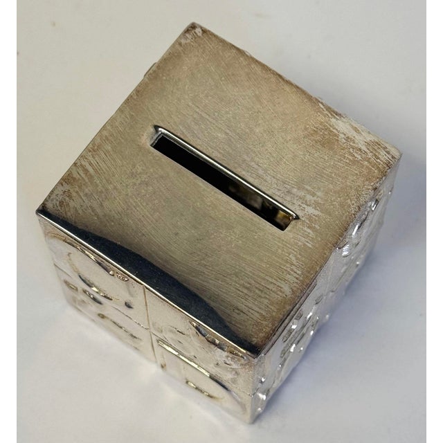 Vintage Silverplate Alphabet Baby Block Piggy Bank For Sale In Kansas City - Image 6 of 8