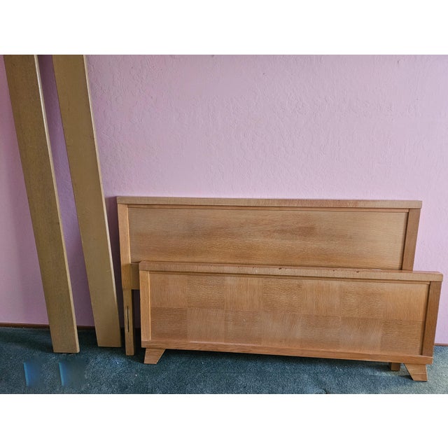 This marvelous Mid Century Modern Hollywood full size rectangular headboard, footboard with siderails bed is in the style...