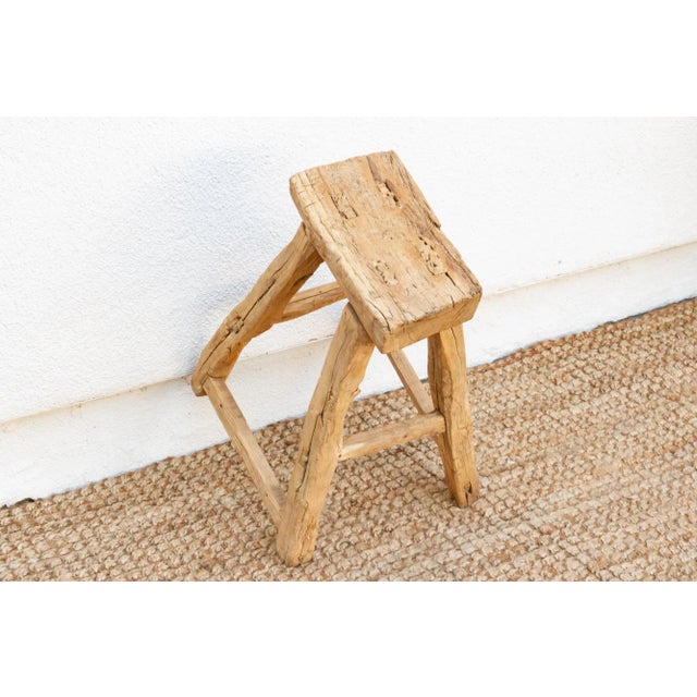 19th Century Country Style Vineyard Wood Stool For Sale - Image 5 of 6