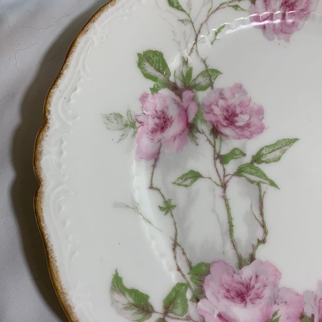 Shabby Chic Vintage French Limoges “Baltimore Rose” Luncheon Plates - Service for 8 For Sale - Image 3 of 6