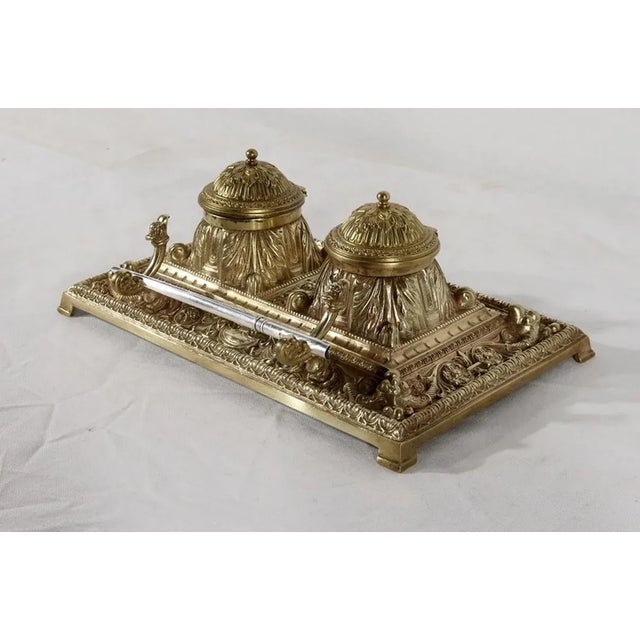 19th Century Golden Bronze Inkwell For Sale - Image 3 of 18