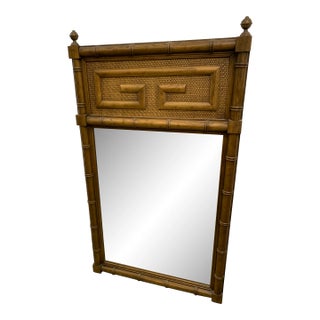 Vintage Dixie Shangri La Faux Bamboo Greek Key Mirror For Sale