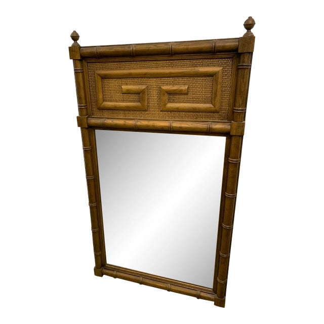 Vintage Dixie Shangri La Faux Bamboo Greek Key Mirror For Sale